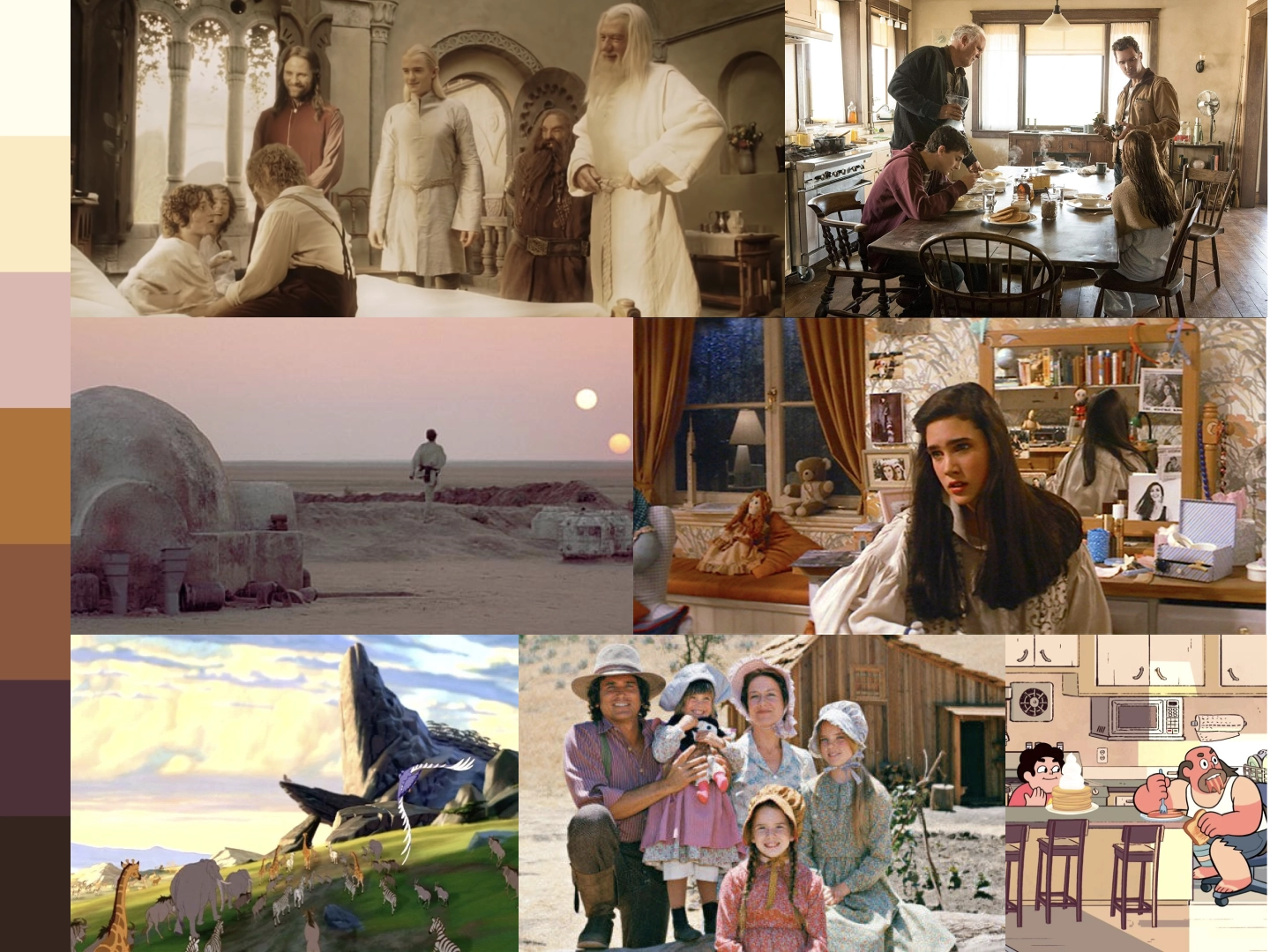 A collage of various "home" settings portrayed in film and TV.