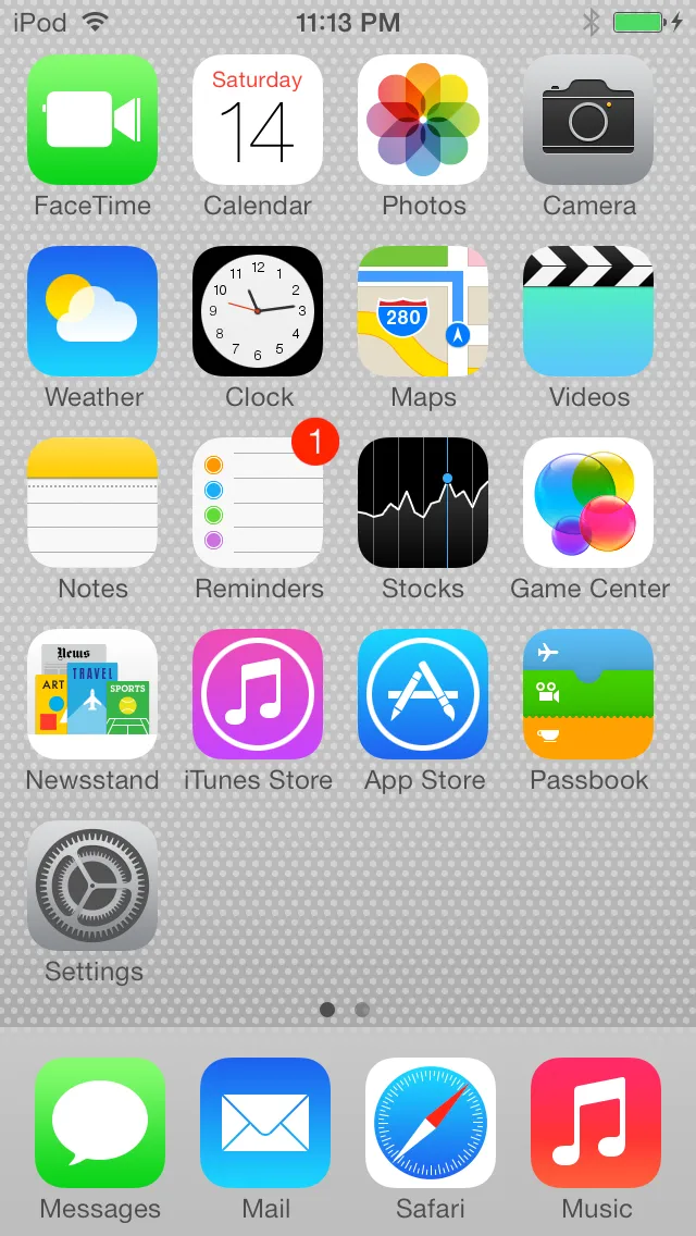 The home screen of iOS 7.