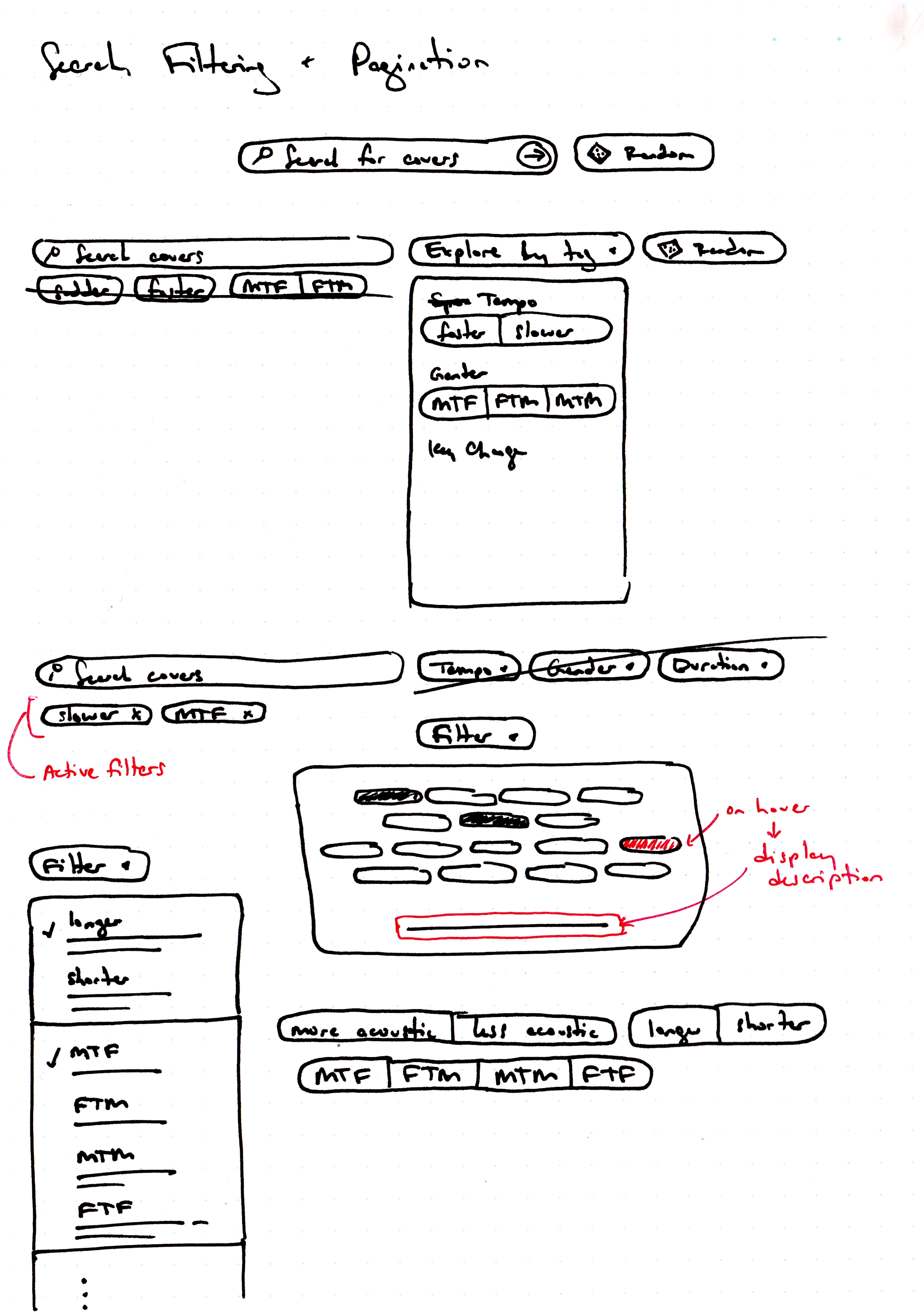 Search and filtering sketches.